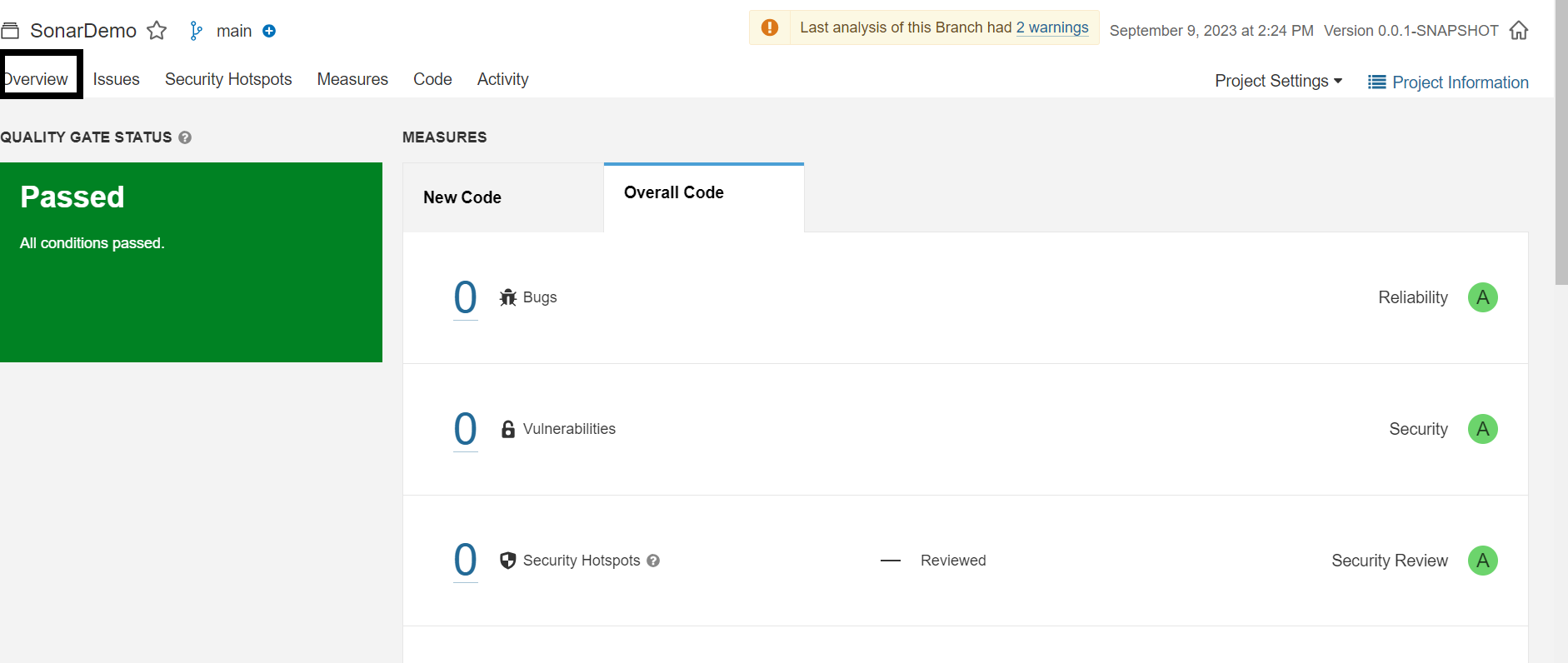 SonarQube overview