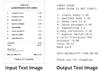 Input output images after OCR using Tesseract