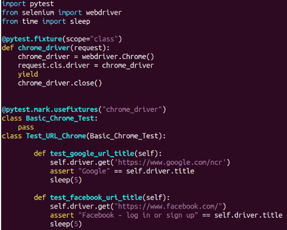 pytest fixture scope class