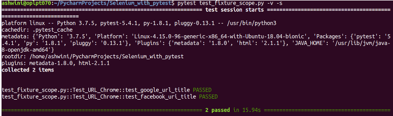 Output pytest fixture 