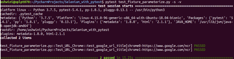 Output pytest selenium webdriver 