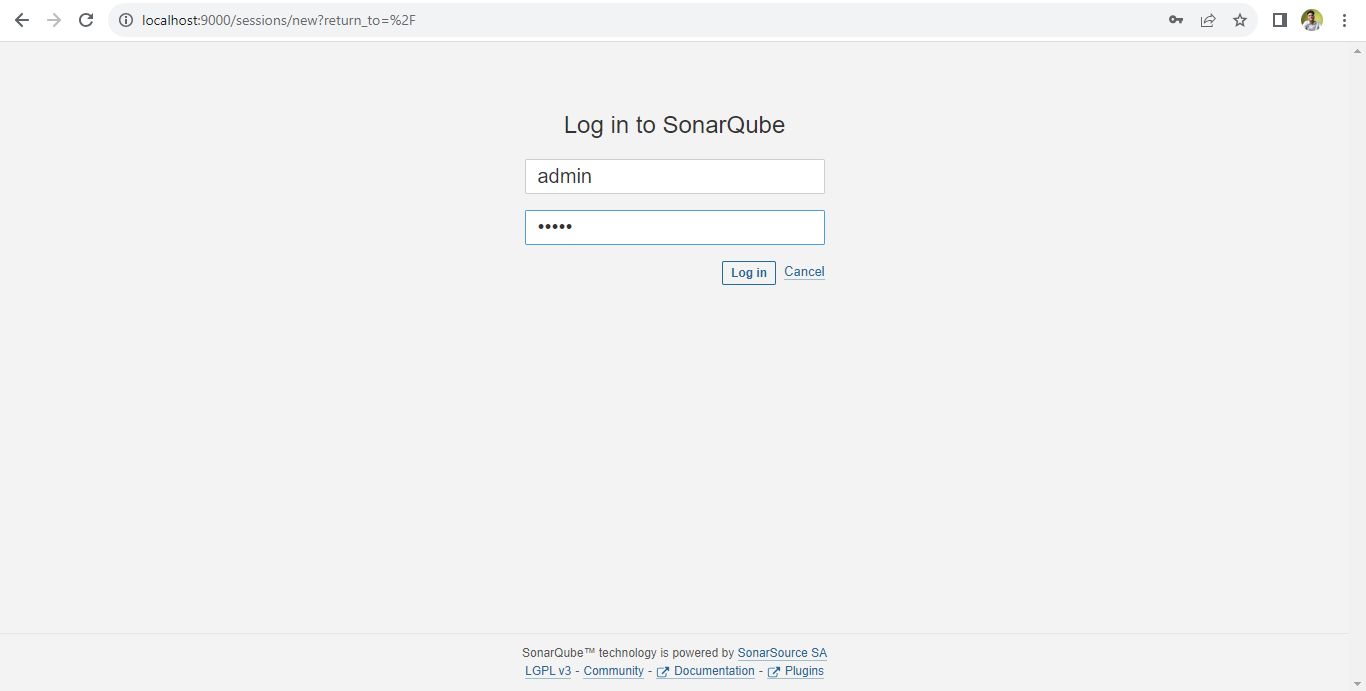 Login to SonarQube