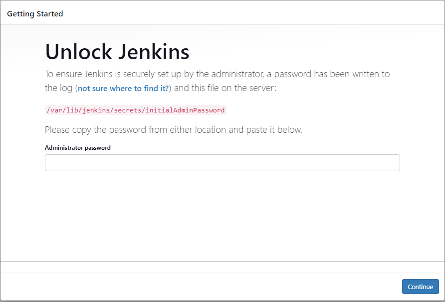 Unlock Jenkins with administrative password